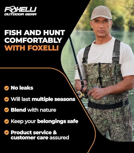 Foxelli Camo Chest Waders with Waterproof Bootfoot Boots