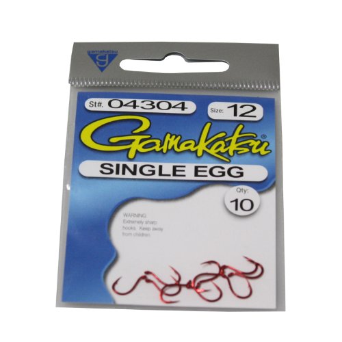 Gamakatsu Red Single Egg Hooks- 10 Pack