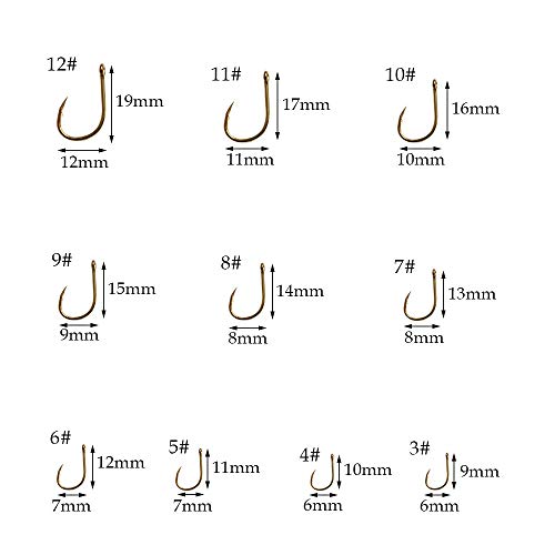 300pcs Black Fishing Hooks Set 6 Sizes in Plastic Box