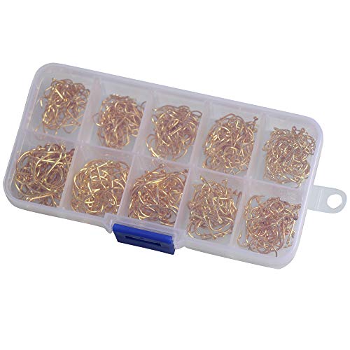 300pcs Black Fishing Hooks Set 6 Sizes in Plastic Box
