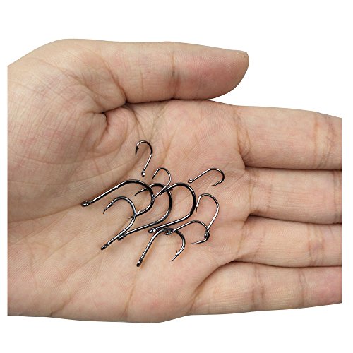 300pcs Black Fishing Hooks Set 6 Sizes in Plastic Box