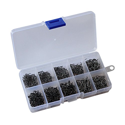 300pcs Black Fishing Hooks Set 6 Sizes in Plastic Box