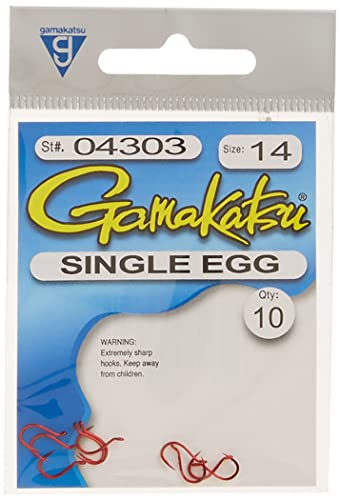Gamakatsu Single Egg Hook in Red Size 14