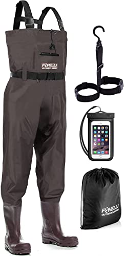 Foxelli Chest Waders - Camo Fishing Waders with Boots