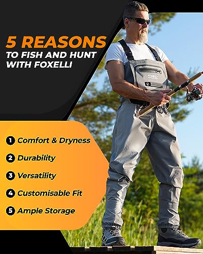 Foxelli Camo Stockingfoot Breathable Waders for Trout Fishing