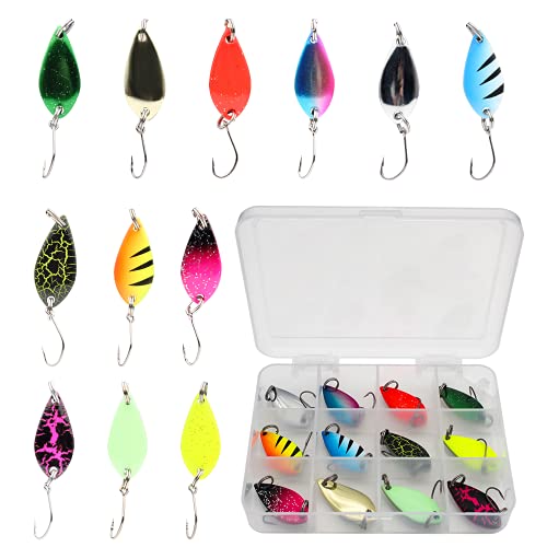 12pc Colorful Fishing Spinner Hard Baits for Trout