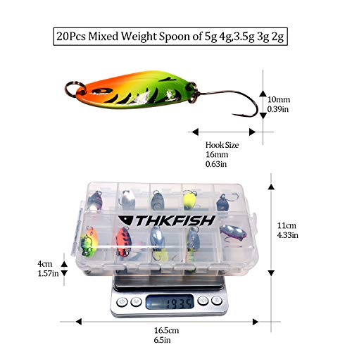 THKFISH Spoon Fishing Lures - Trout Spoons 20Pcs