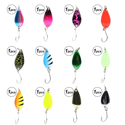 12pc Colorful Fishing Spinner Hard Baits for Trout