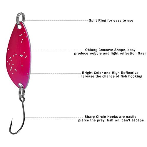 12pcs Spoon Fishing Lures for Trout, Trolling/Casting Spinner bait