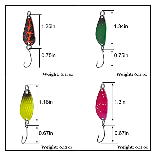 12pcs Spoon Fishing Lures for Trout, Trolling/Casting Spinner bait