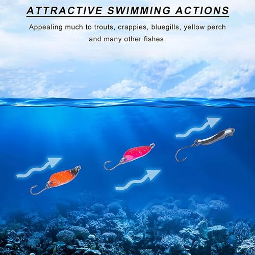 12pcs Spoon Fishing Lures for Trout, Trolling/Casting Spinner bait