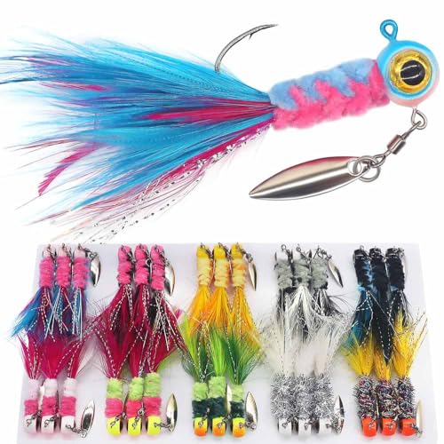 XFISHMAN Crappie Marabou Hair Jigs Panfish Trout Kit