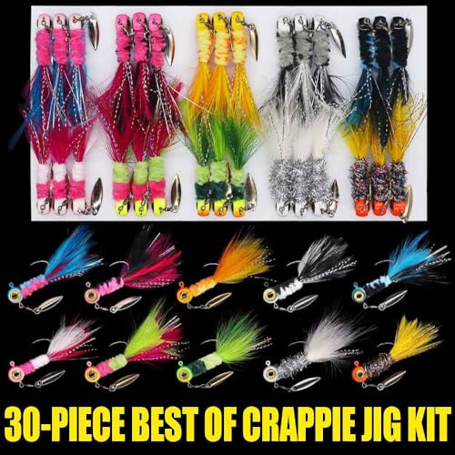 XFISHMAN Crappie Marabou Hair Jigs Panfish Trout Kit