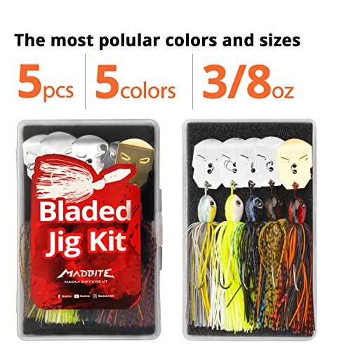 MadBite Bladed Jig Fishing Lures - 5 pc Kit
