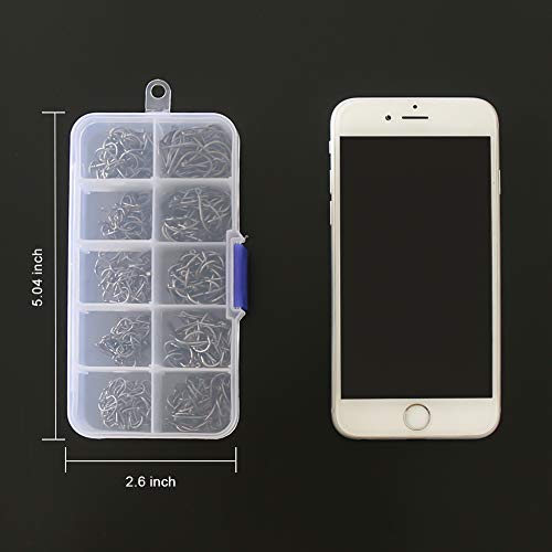 BiaoGan 500PCS Assorted Fishing Hooks, 10 Sizes with Box