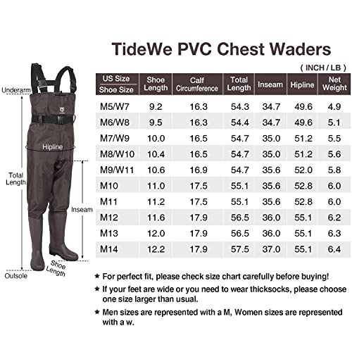 TIDEWE Bootfoot Chest Wader for Trout Fishing Brown