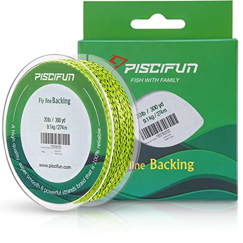 Piscifun Braided Fishing Line Backing, 20LB, 100yds, Fluorescent Yellow & Black