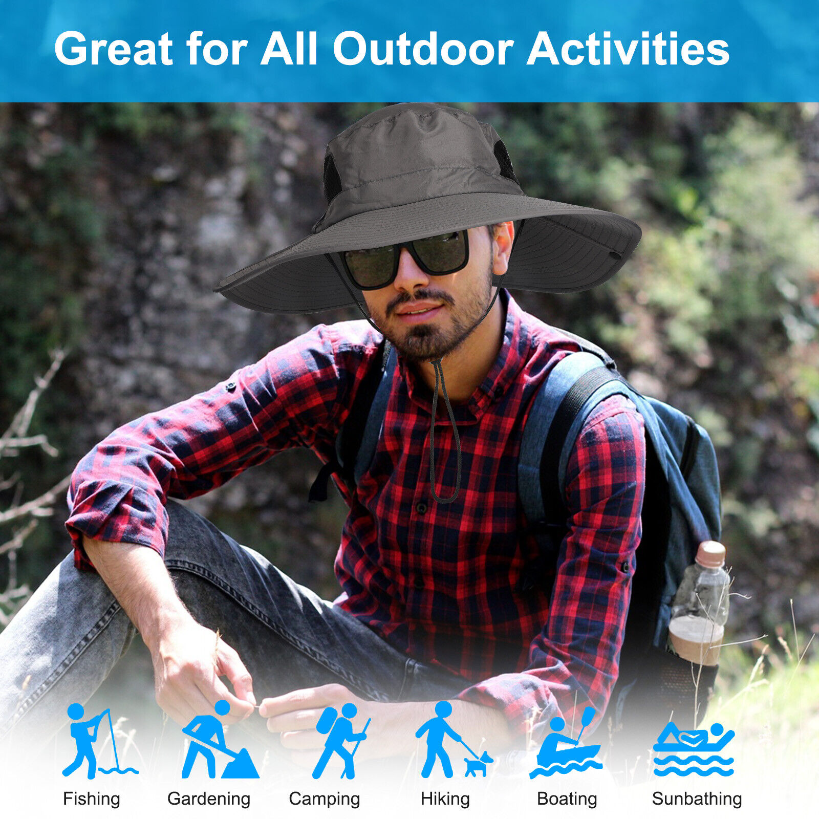 Sun hat with neck flap for trout fishing