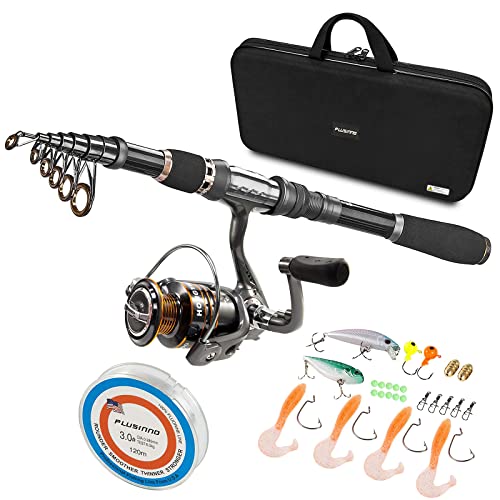 PLUSINNO Telescopic Fishing Kit: Carbon Pole, Stainless Reel