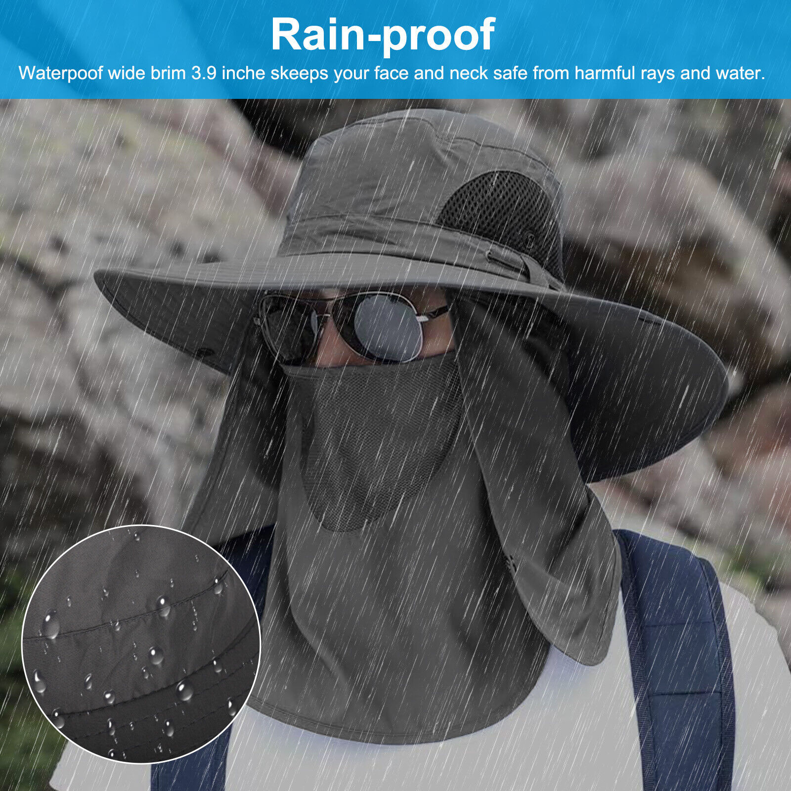 Sun hat with neck flap for trout fishing