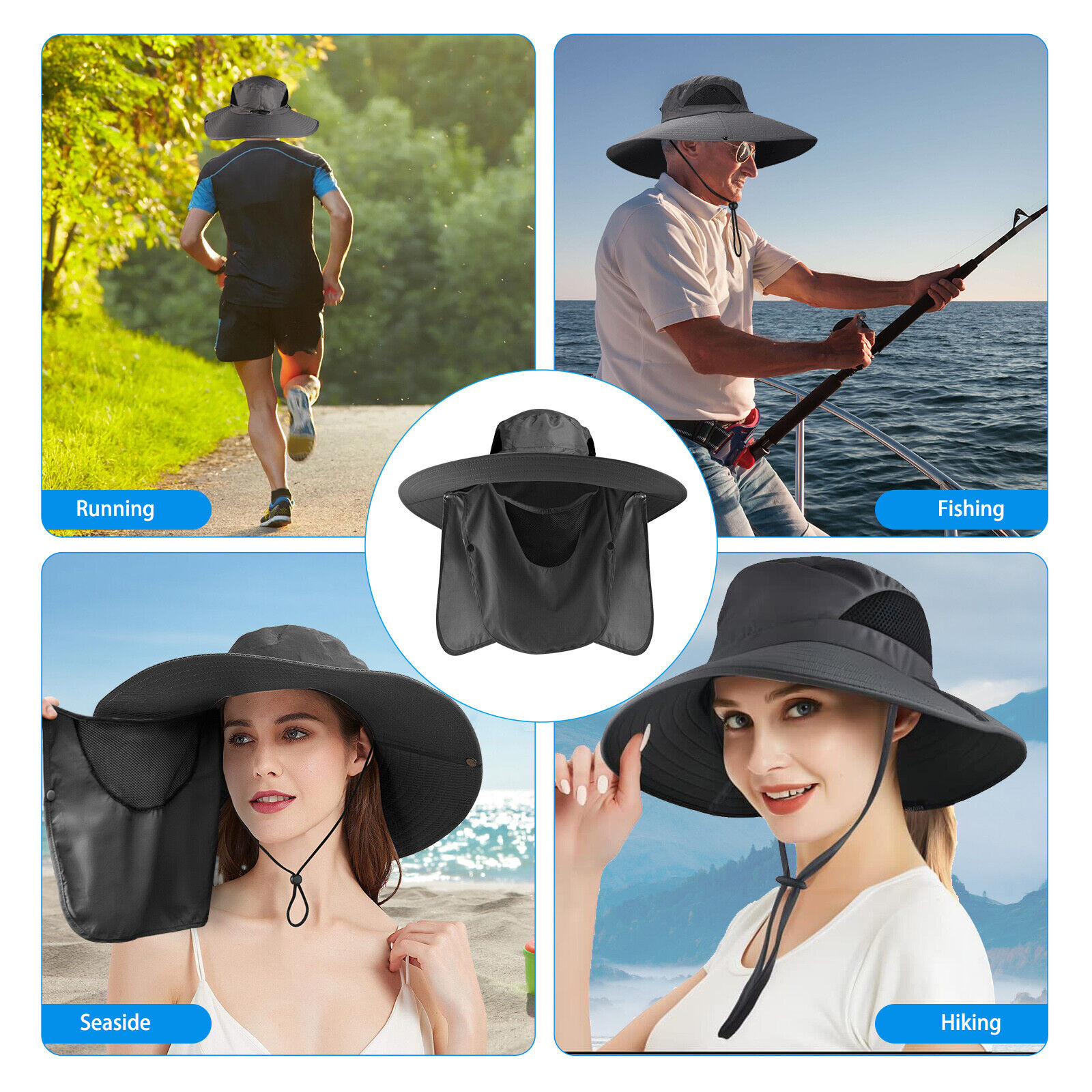 Sun hat with neck flap for trout fishing