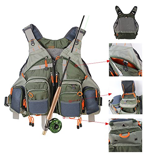 Kylebooker Army Green Mesh Fishing Vest for Men/Women