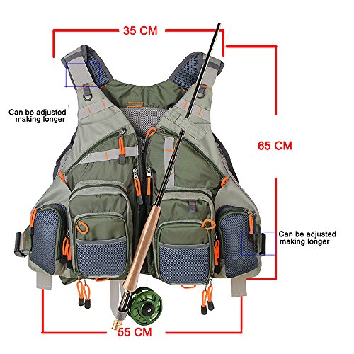 Kylebooker Army Green Mesh Fishing Vest for Men/Women