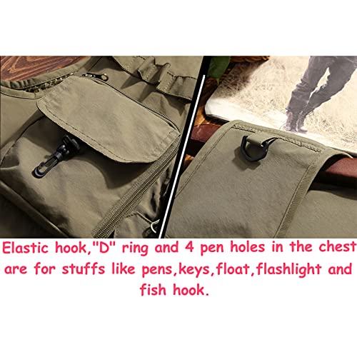Flygo Men's Outdoor Fishing Vest Jacket with Multi Pockets