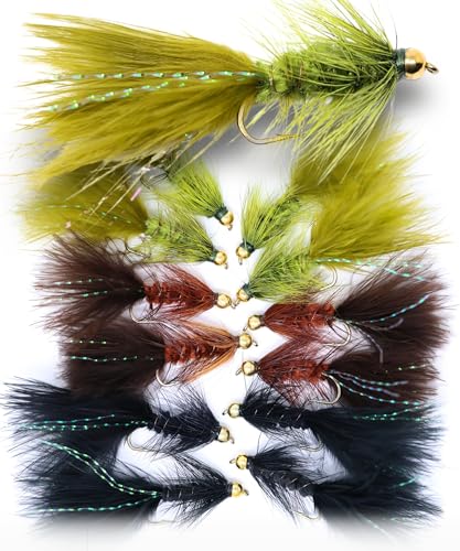 Woolly Bugger Flies Assortment for Trout Fishing (12 Pack)