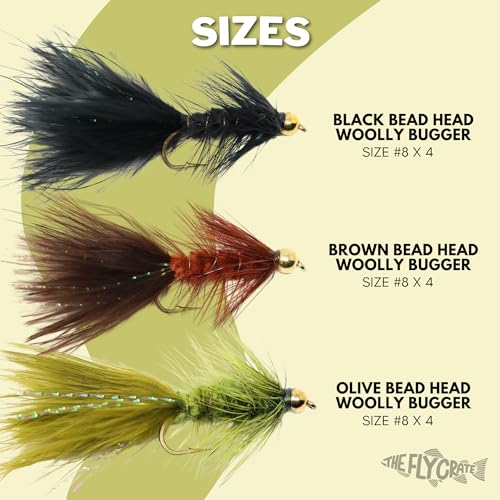 Woolly Bugger Flies Assortment for Trout Fishing (12 Pack)