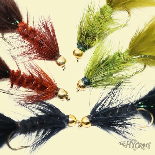Woolly Bugger Flies Assortment for Trout Fishing (12 Pack)