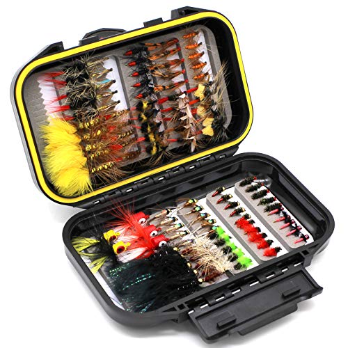 100pcs Trout Fishing Flies Assortment Dry Wet Nymphs
