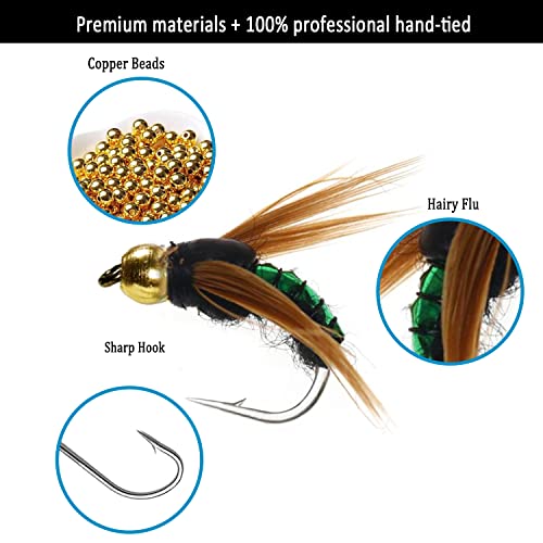 12Pcs Premium Hand-Tied Trout Fly Fishing Flies Kit
