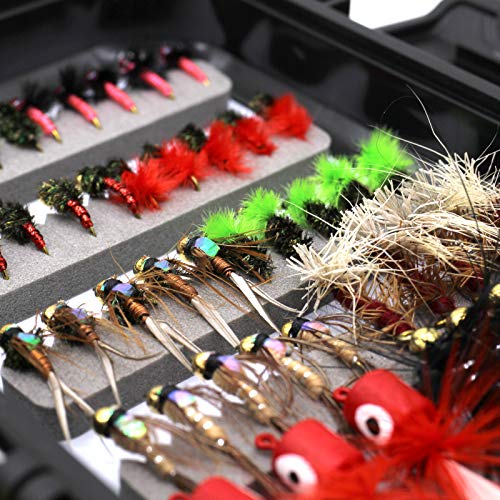 100pcs Trout Fishing Flies Assortment Dry Wet Nymphs