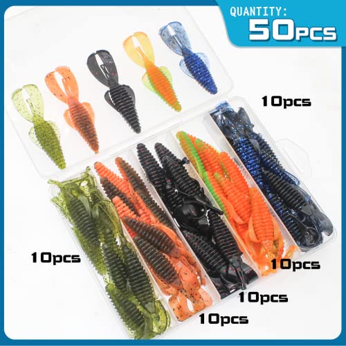 50Pcs Soft Plastic Lures for Trout Fishing