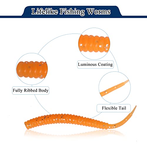 Dovesun Trout Fishing Lures Kit - Soft Plastic 100Pcs