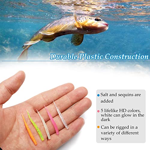 Dovesun Trout Fishing Lures Kit - Soft Plastic 100Pcs