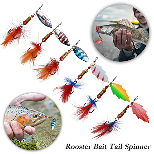 30pcs Feathered Treble Hook Spinner Lures for Trout