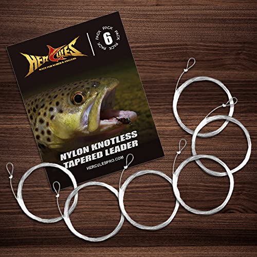 HERCULES Pre-Tied Trout Fly Fishing Leaders 6 Pack