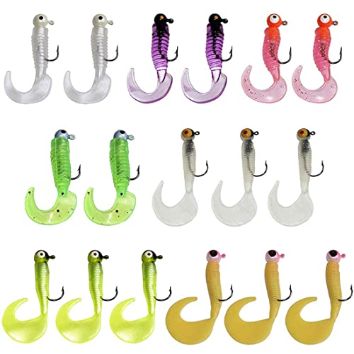 OROOTL Crappie Jigs Soft Grub Lures Set
