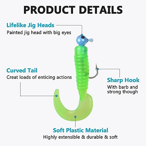 OROOTL Crappie Jigs Soft Grub Lures Set