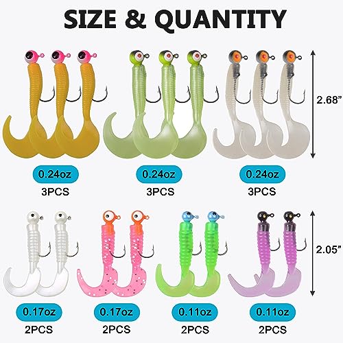 OROOTL Crappie Jigs Soft Grub Lures Set