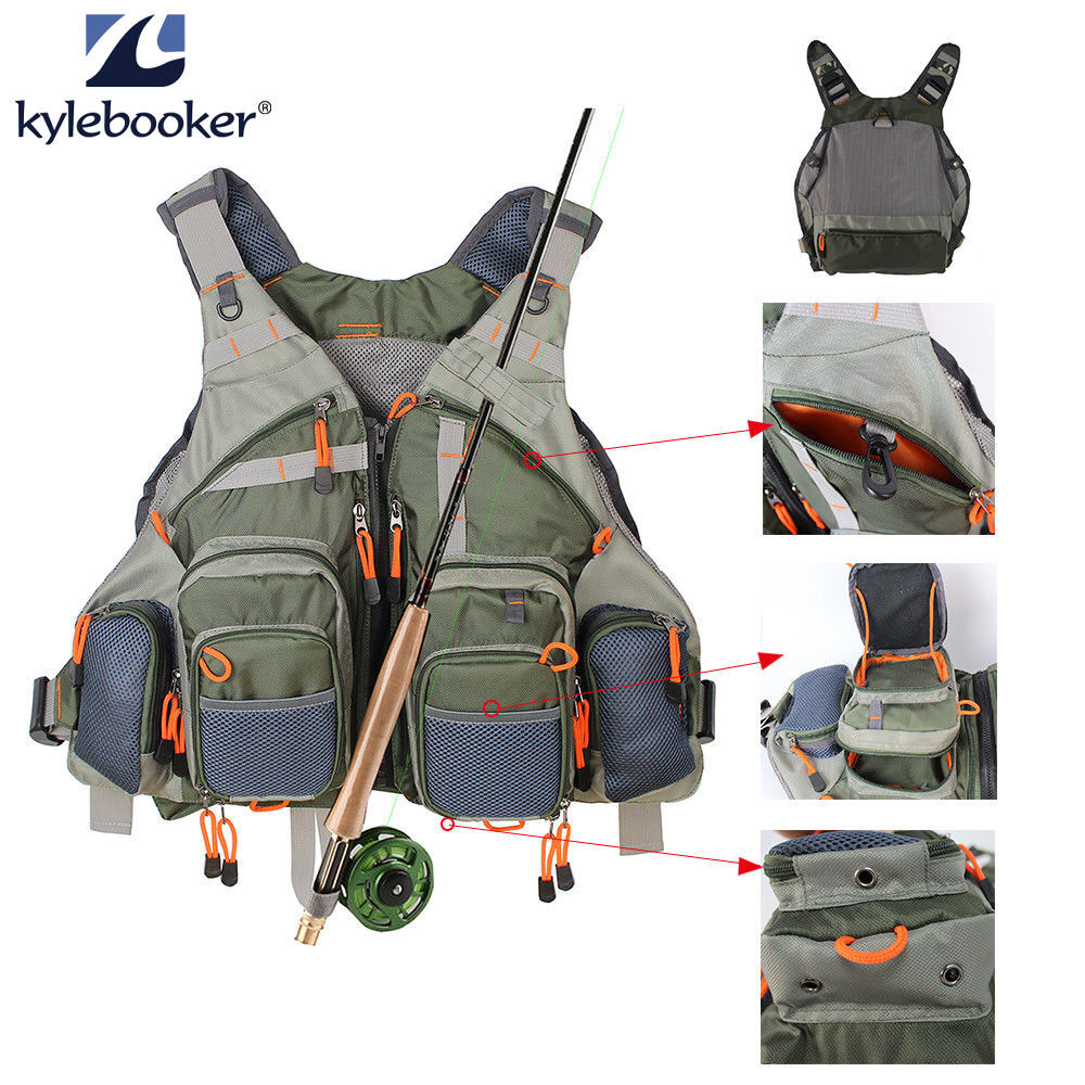 Men's Adjustable Size Fly Fishing Vest Pack, Breathable