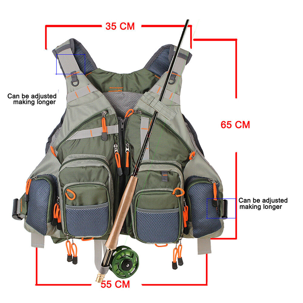 Men's Adjustable Size Fly Fishing Vest Pack, Breathable