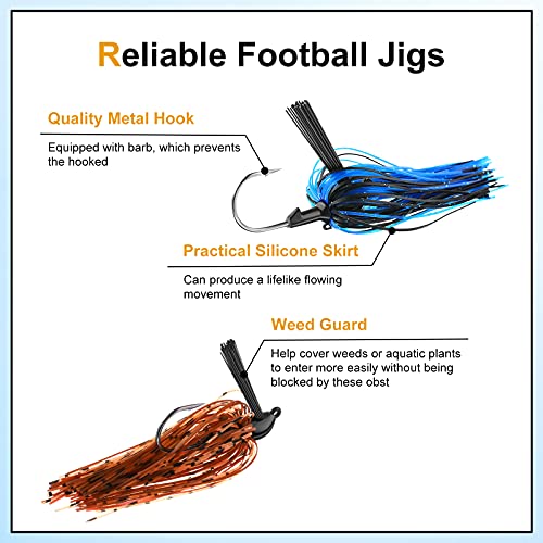 Colorful Bass Jigs Weedless Football Swimbait Flipping Jigs