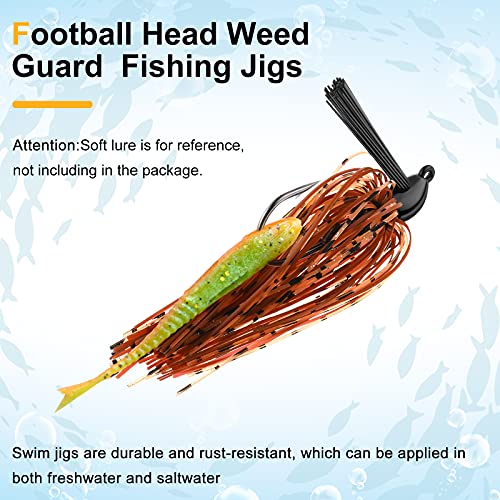 Colorful Bass Jigs Weedless Football Swimbait Flipping Jigs