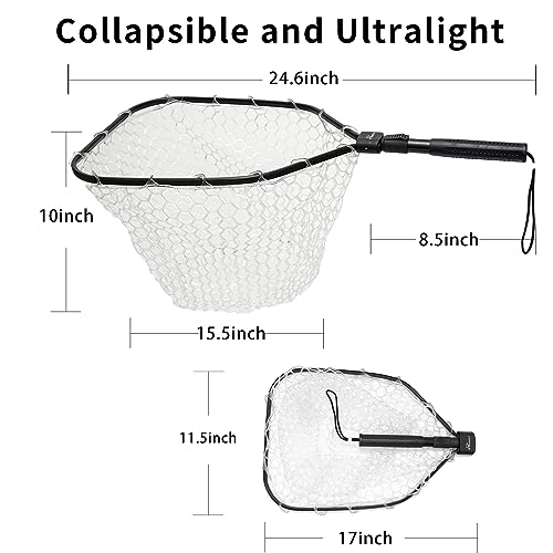 GOODCAT Fly Fishing Landing Net - Rubber Mesh Trout