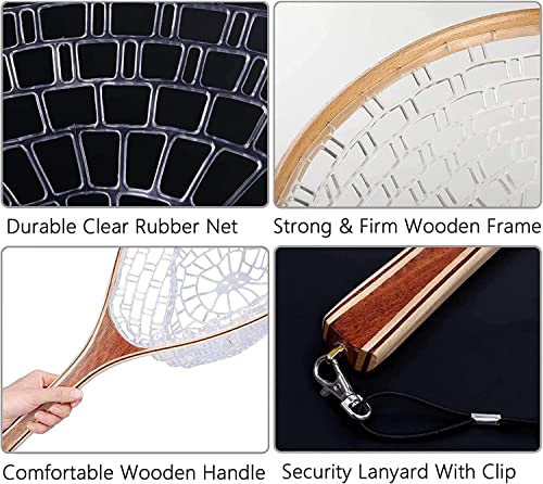 Fashionwu Trout Fishing Landing Net with Wooden Handle