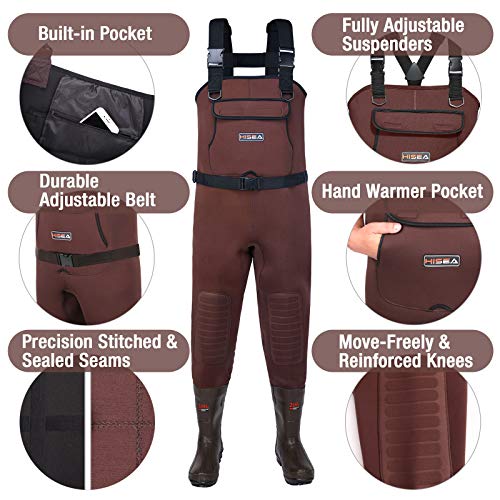 HISEA Neoprene Chest Waders with Cleated Boots