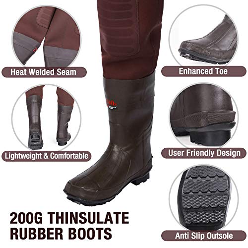 HISEA Neoprene Chest Waders with Cleated Boots